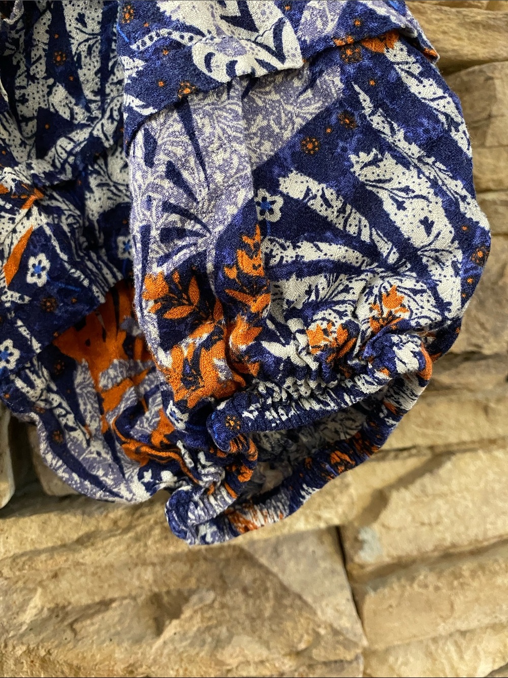 Maeve by Anthropologie Blue and Orange Tropical Print Blouse XS - Picture 6 of 11